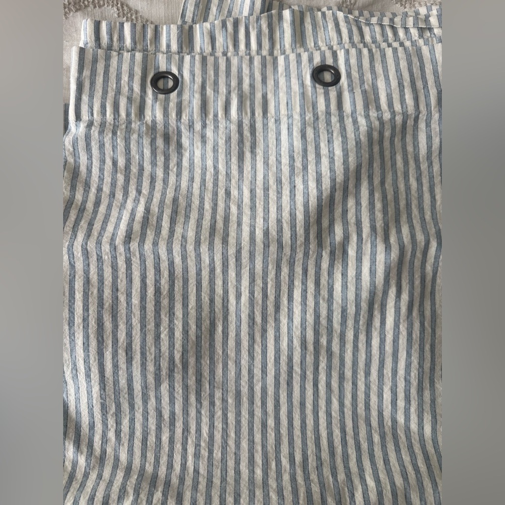 Pottery Barn Blue and Cream Striped Fabric